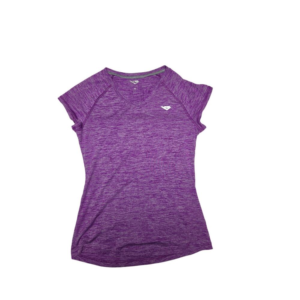 Pony Women Purple Heather Athletic Workout Short Sleeve T-Shirt Size M